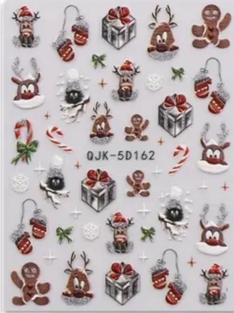 Nail Art Stickers VERY DETAILED CUTE GINGERBREAD /REINDEERBEAUTIFUL ! QJK-5D162