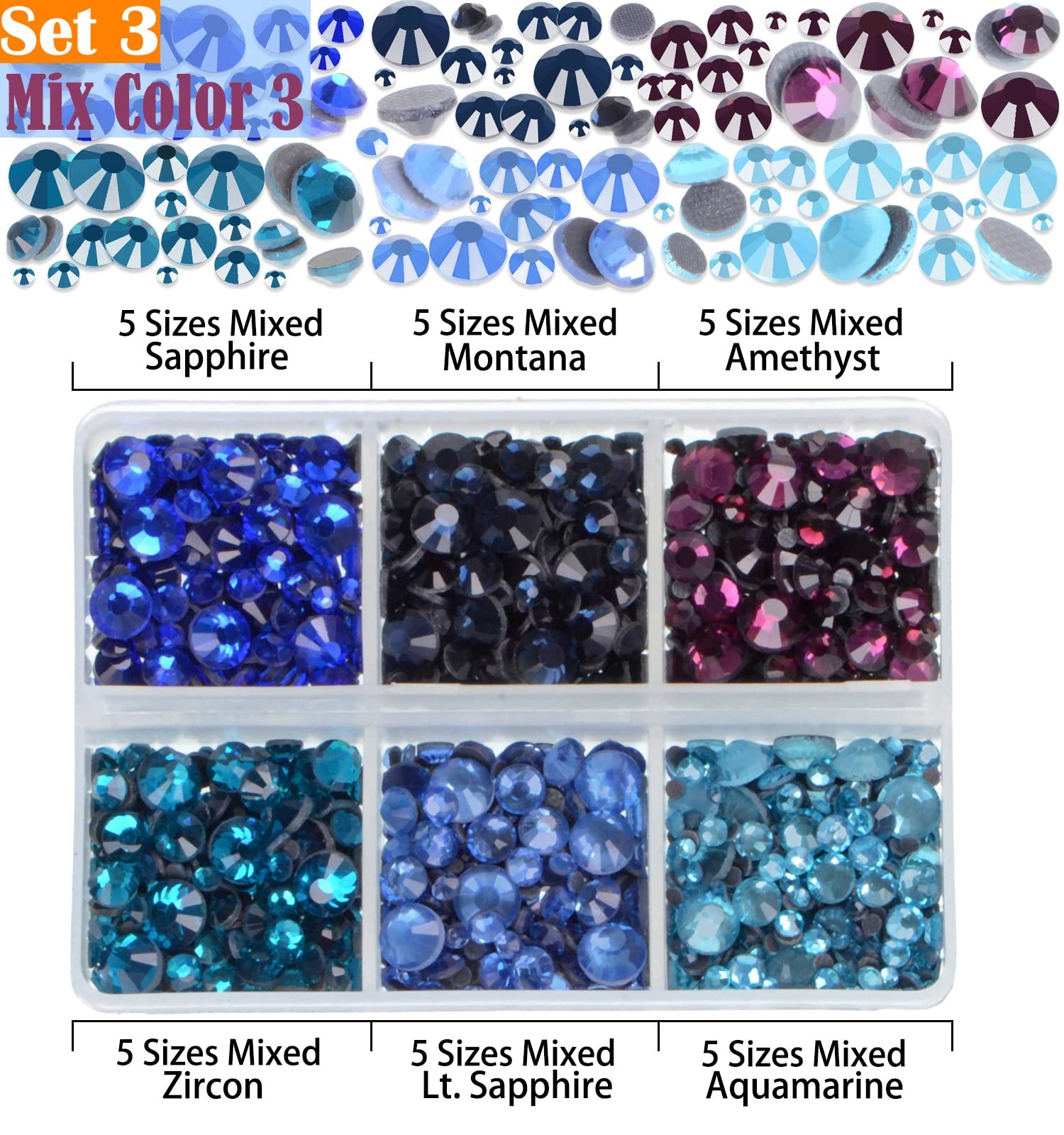 10000pcs Hotfix Rhinestones Flatback Glass Crystal 24 Mixed Color Rhinestone …