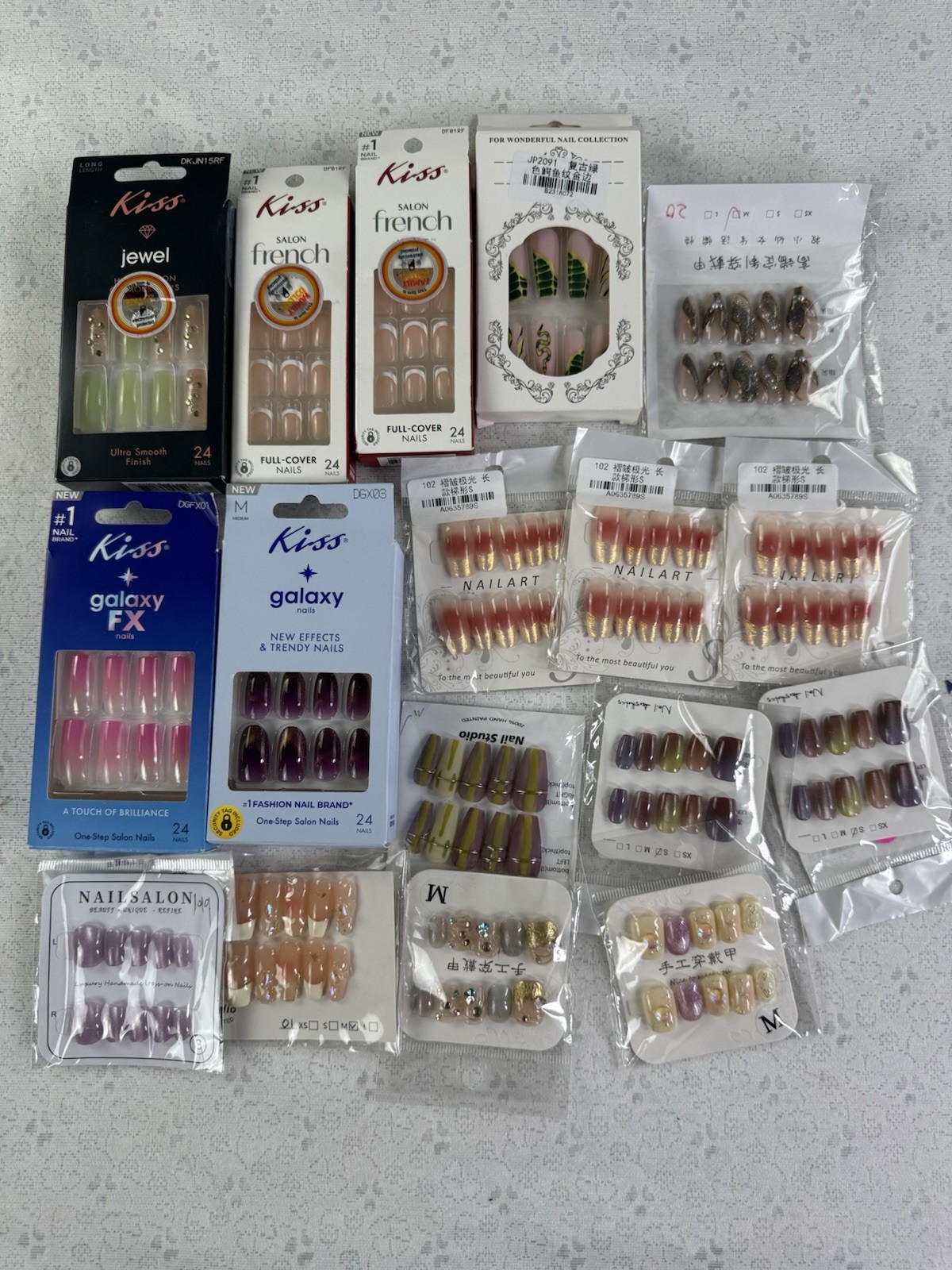 Ultimate Y2K Baddie Press-On Nails Lot 17pcs Bling Glam Coquette Kawaii Mixed￼