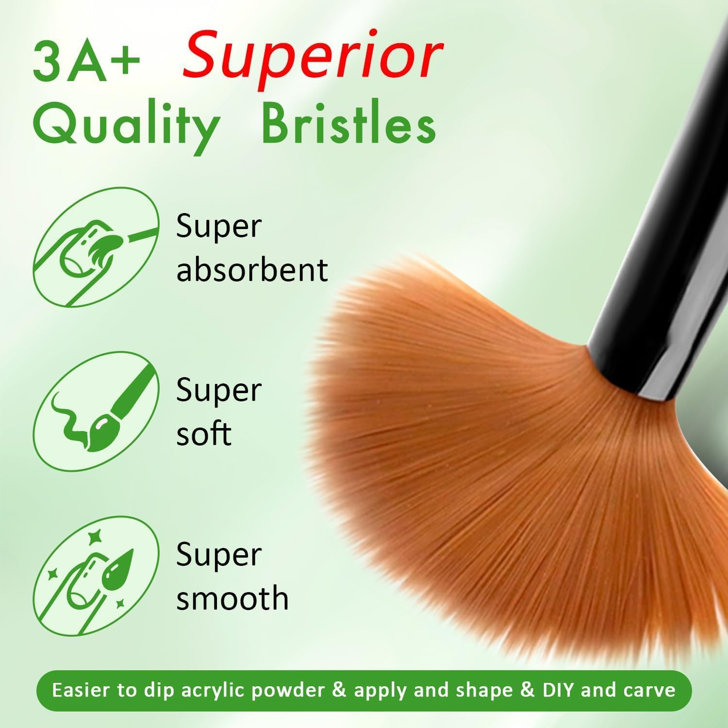 3PCS Kolinsky Acrylic Nail Brushes – Size 8/10/14 Professional Nail Art Brushes