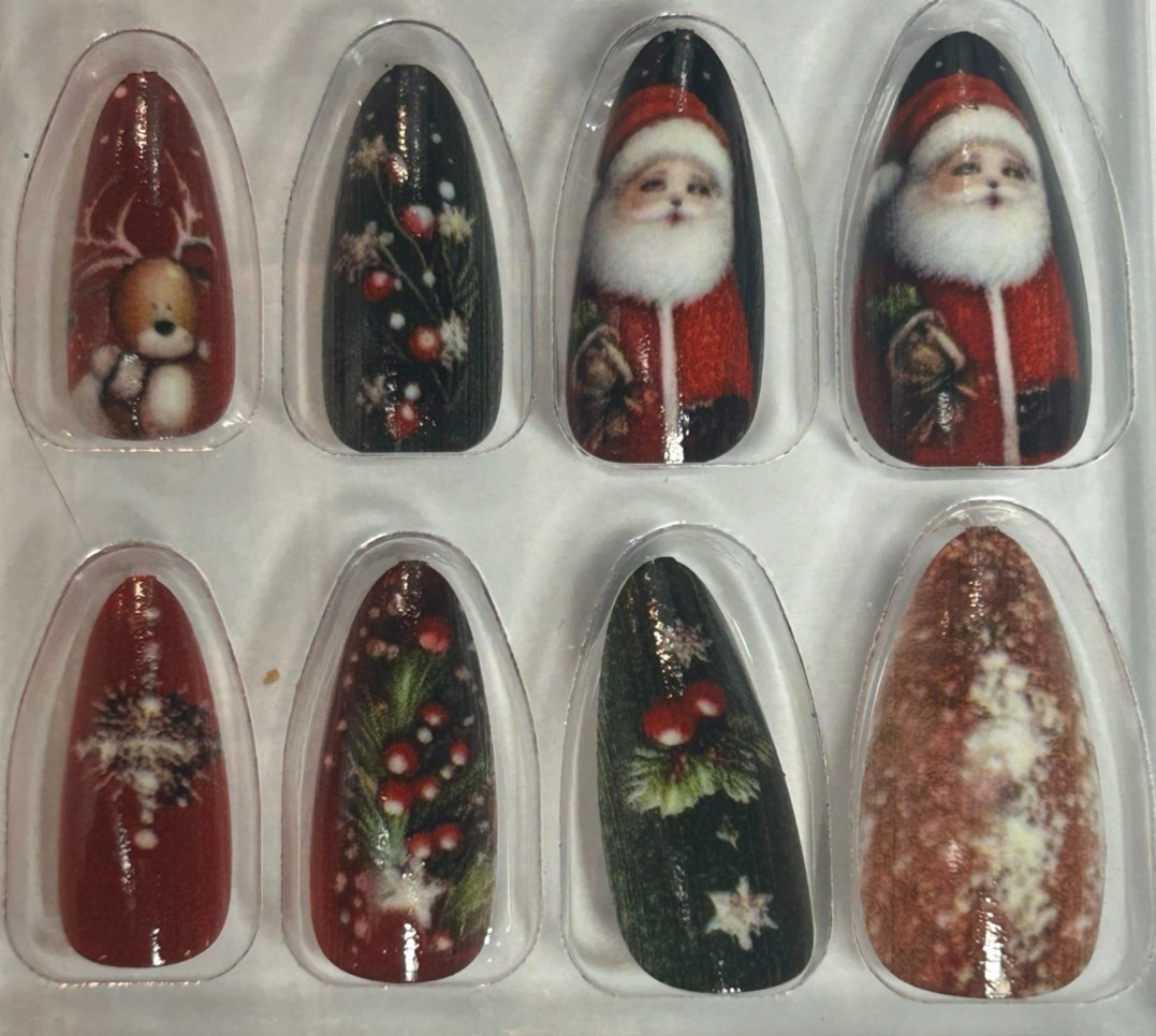 Christmas Press On Nails “YOUR CHOICE” Reindeer, Snowflake, Gingerbread, Lights