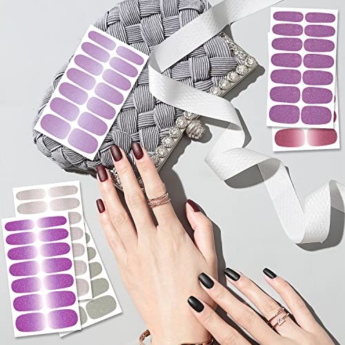 24 Sheets Full Nail Wraps Gradient Glitter Nail Polish Gradient Glitter Style