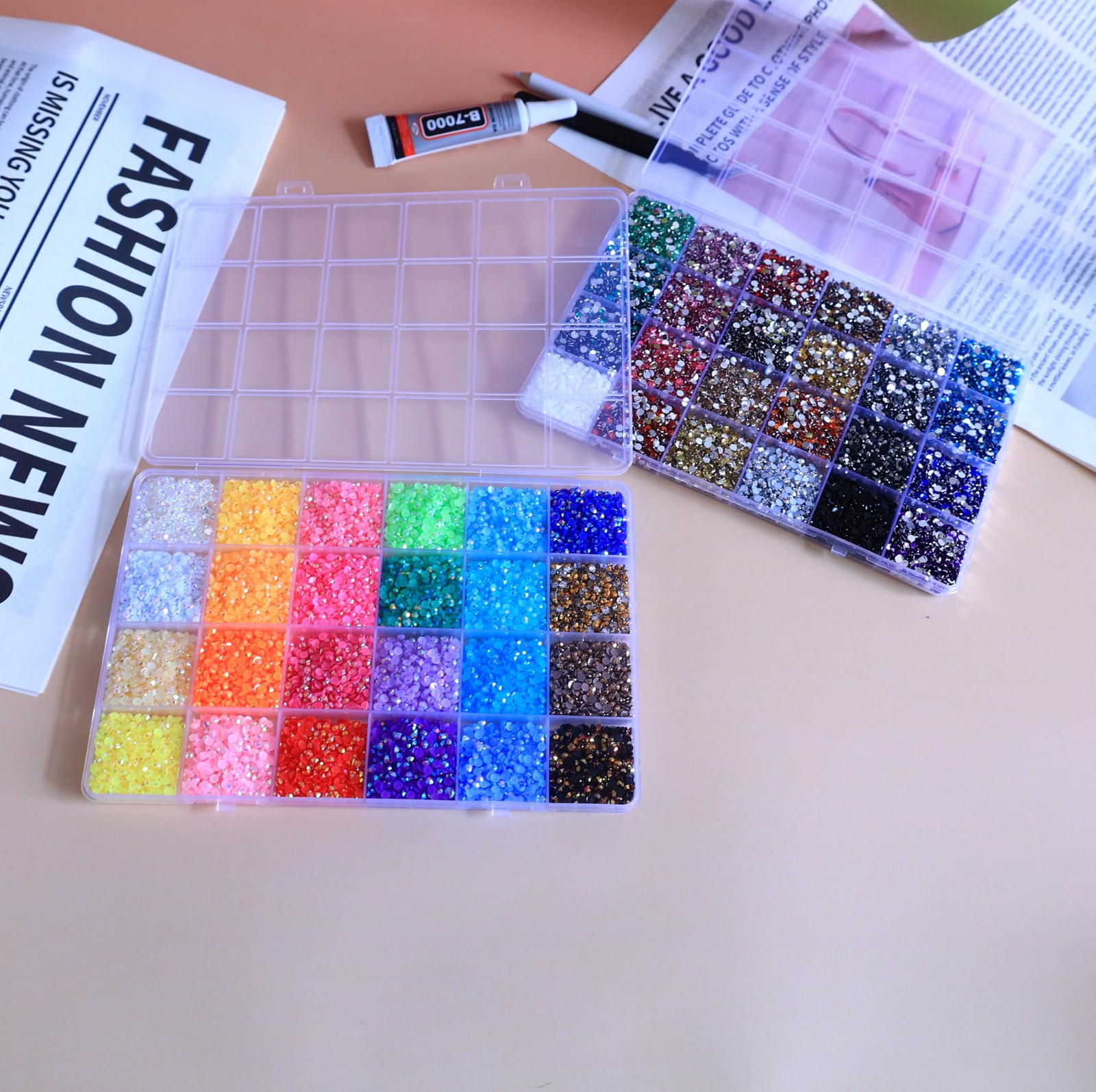 40000Pcs Resin Rhinestones for Bedazzling Kit, 48 Colors 3mm Flatback Gems fo…