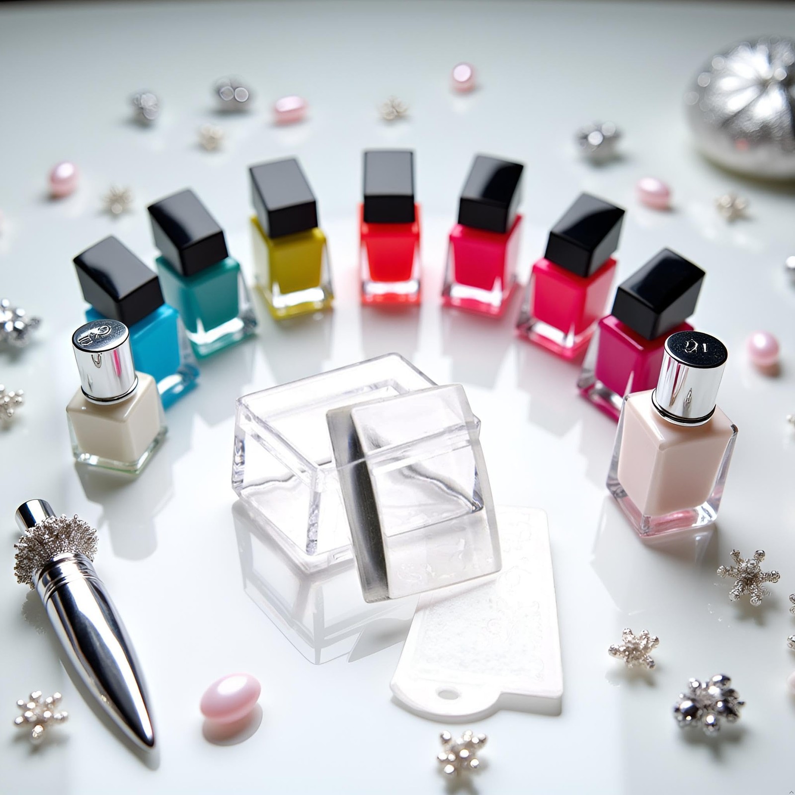 1 Sets Rectangle Clear Silicone Nail Art Stamper with Scraper Nail Stamping J…