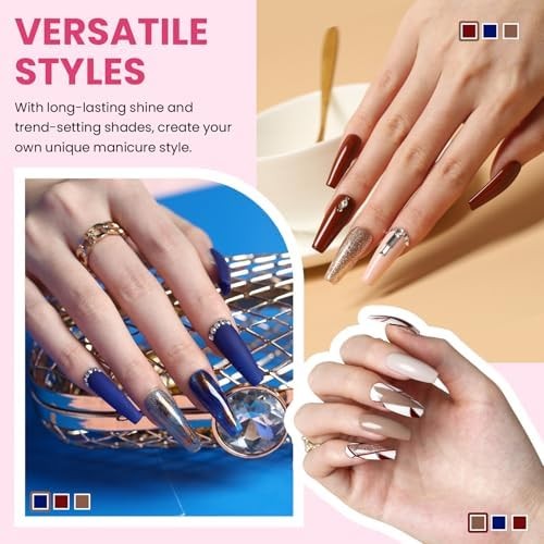 VANREESA 24 Pcs Gel Nail Polish Set, 21 Colors Gel Polish with Base Coat Glossy