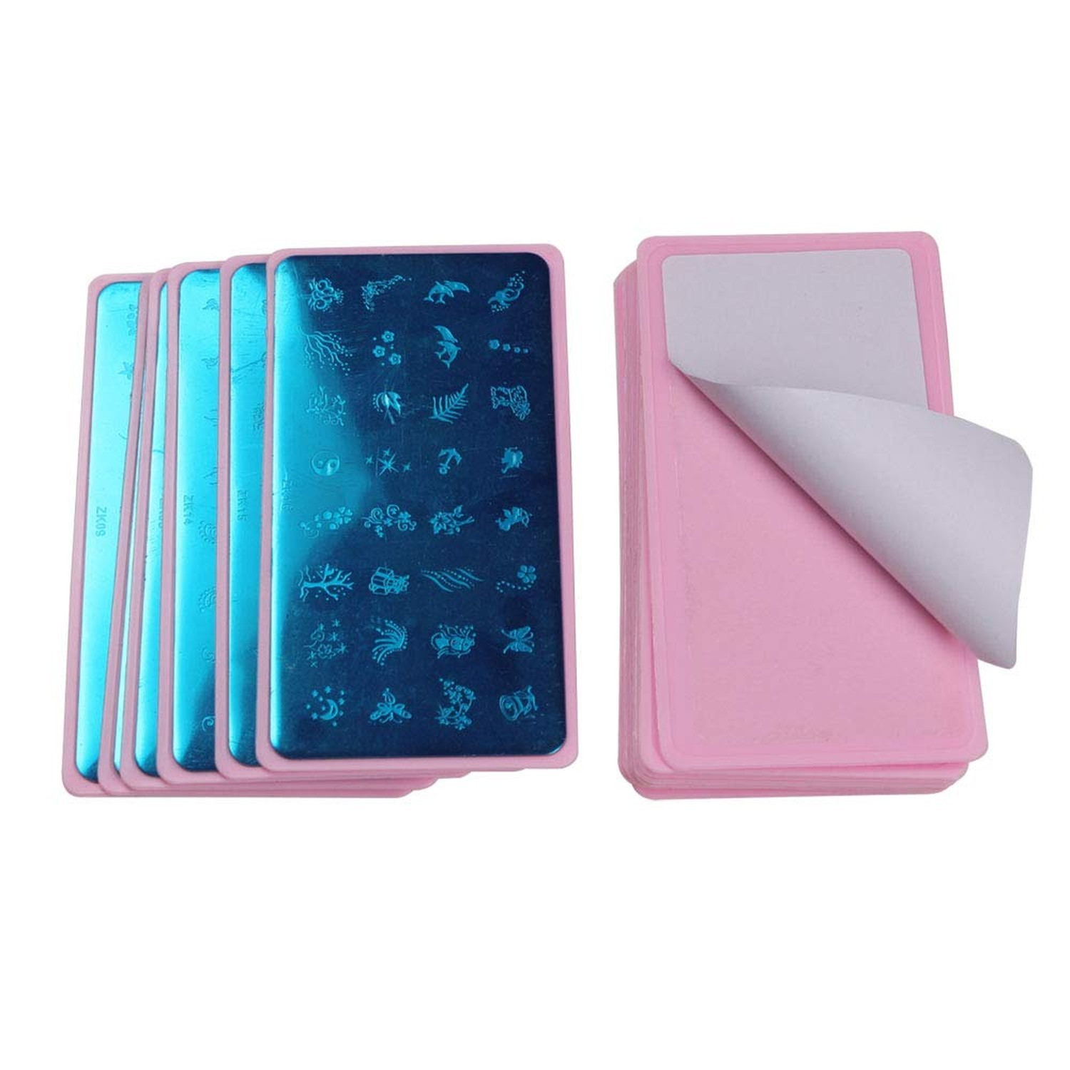 15pcs 12X6cm Nail Art Soft Stamping Protective Pink Color Stamper Rectangel S…