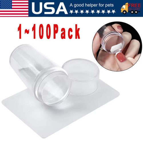 Silicone Head Nail Stamp Set with Scraper French Nail Art Template DIY Tool Lot