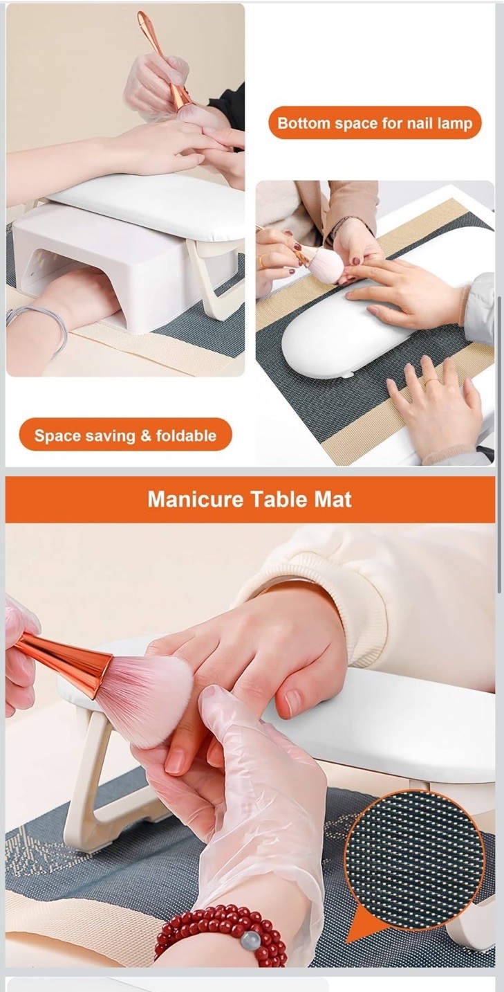 Nail Arm Rest, Hand Rest for Nail Microfiber Soft Leather Manicure Nail Rest wit