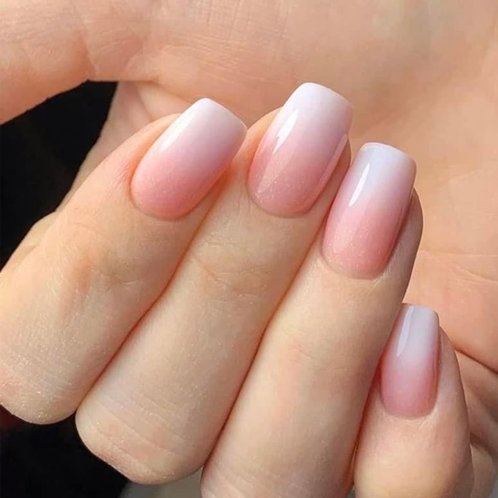 Modelones Pink Ombre Press on Nails, Summer Short Square short, B6-Pink
