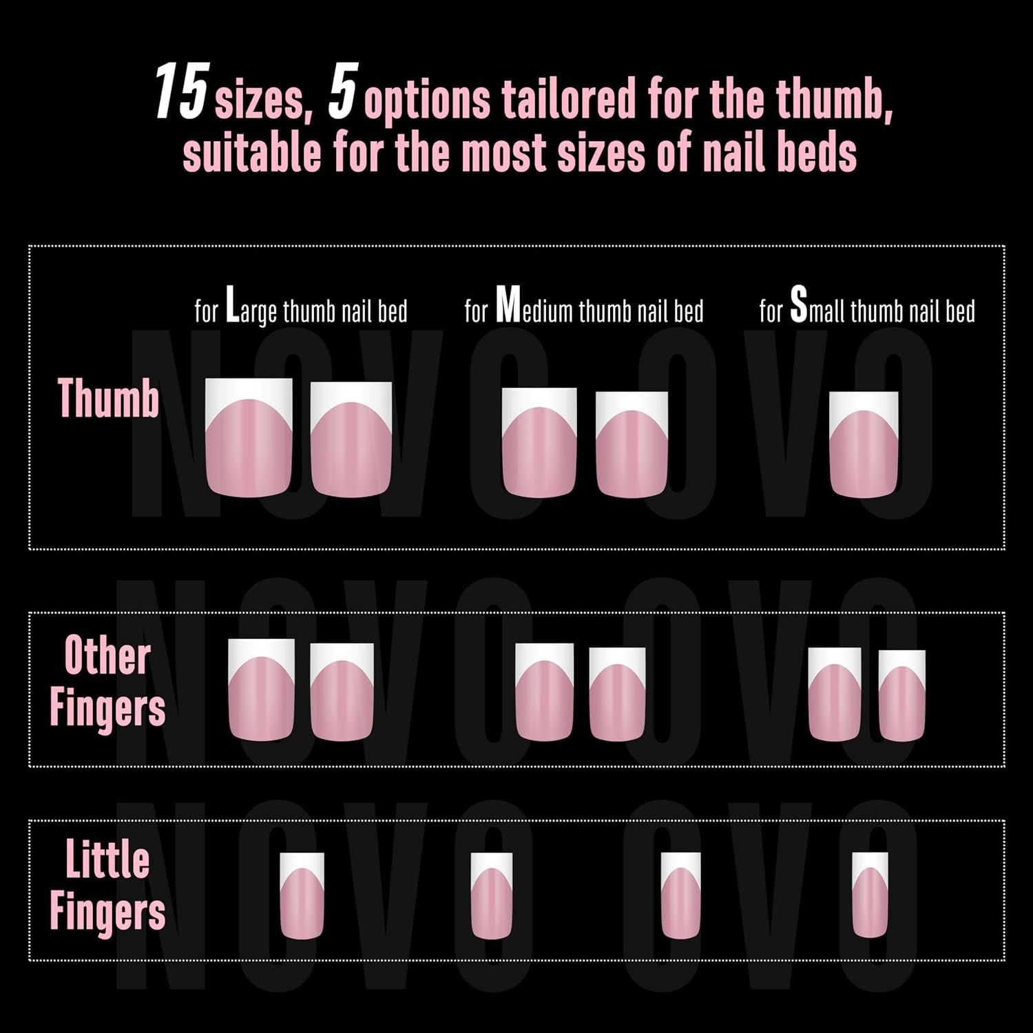 NOVO OVO Short Square French Tip Press-On Nails, Berry Pink, 240 Pcs
