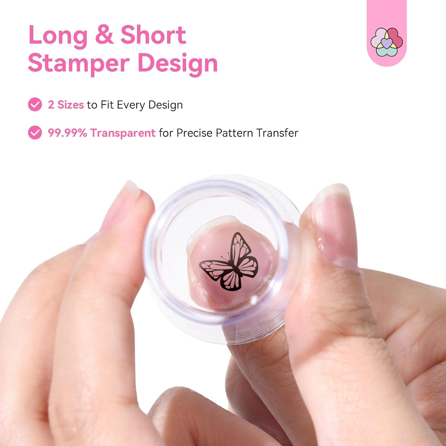 French Tip Nail Stamp: 4PCS Nail Art Stamper Kit Clear Silicone Nails Stamping L