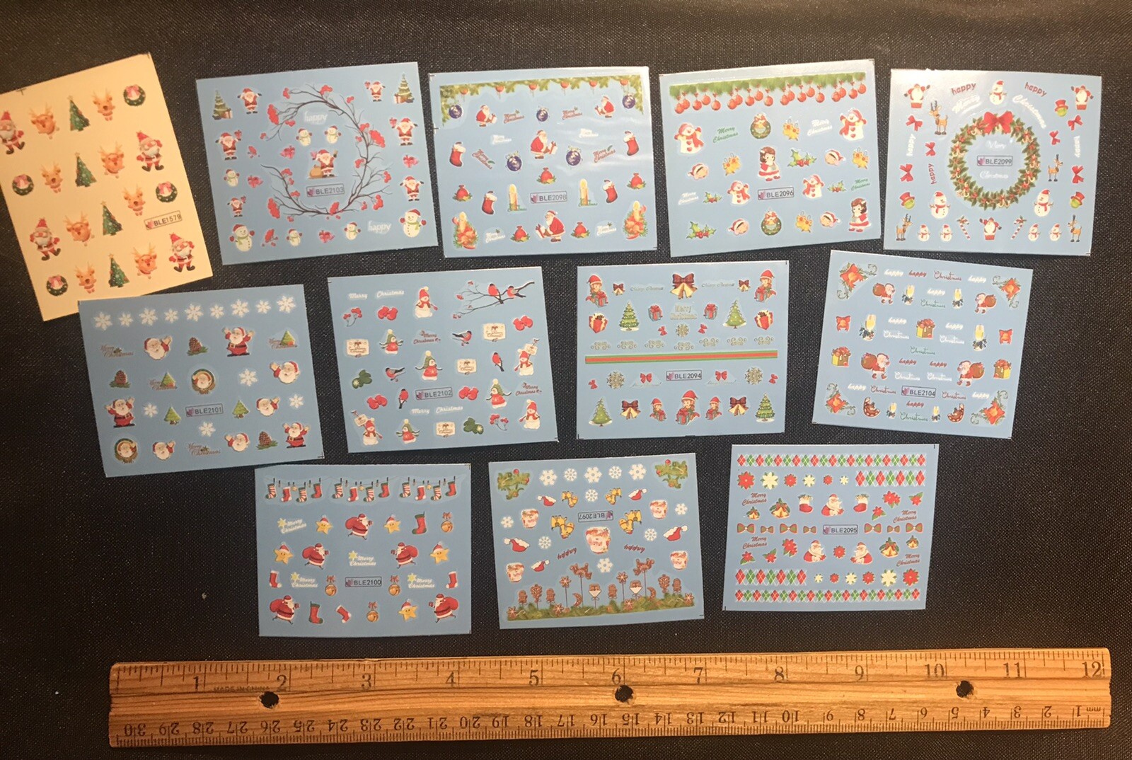 LOT of 2 SHEETS random HOLIDAY Christmas santa Waterslide Water Decal stickers