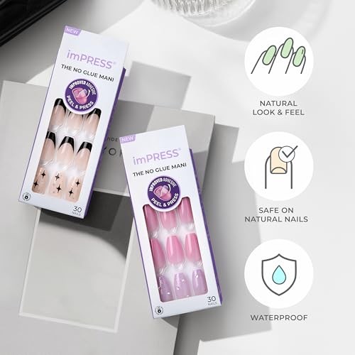 KISS Press-On Manicure Fake Nails – Adore You, Square, Red, Easy Press Short