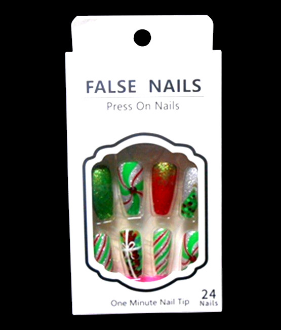 Christmas Press On Nails One Minute Tips 24 Tips in the Package Includes Glue