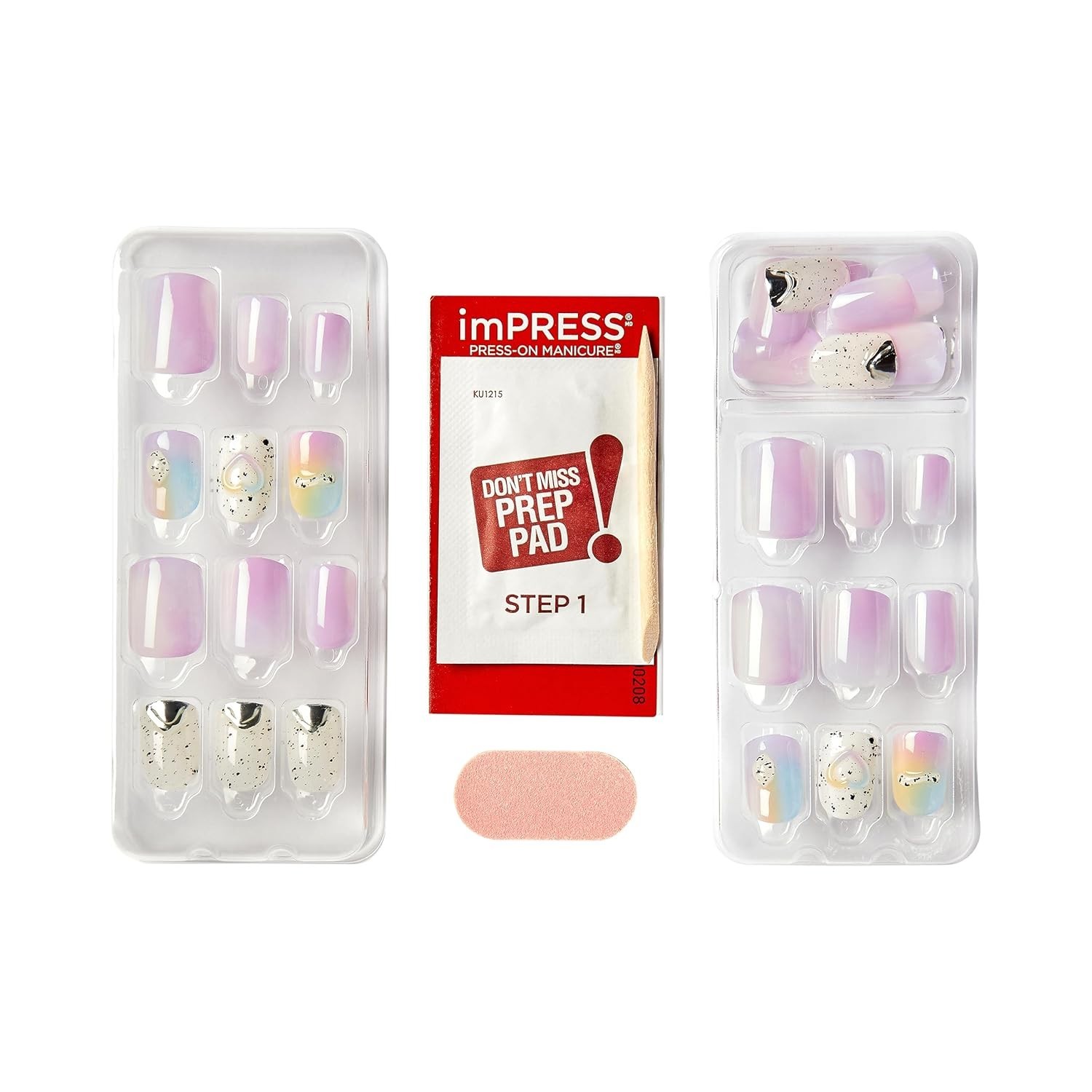 Pack 2 Kiss imPRESS Premium Edition, Sweet Life, Short Manicure Press-On Nails
