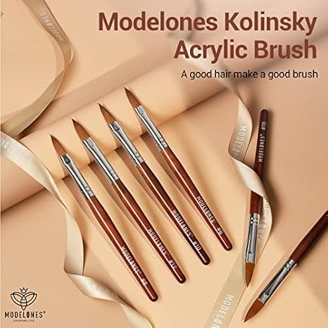 Modelones Kolinsky Sable Nail Art Brush – Red Wood for 3D Designs & Extensions