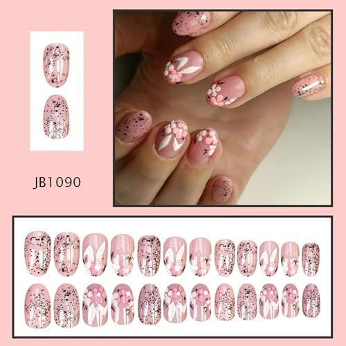 Easter French Tip Press on Nails Almond Medium Fake Nails Rabbit Design Style 5