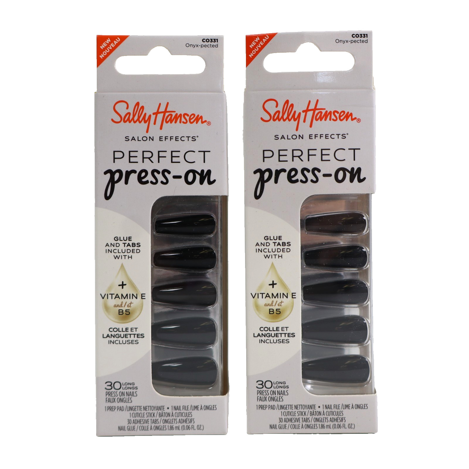 2 PACK Sally Hansen Salon Effects Perfect Press-On Nails, Onyx-pected CO331