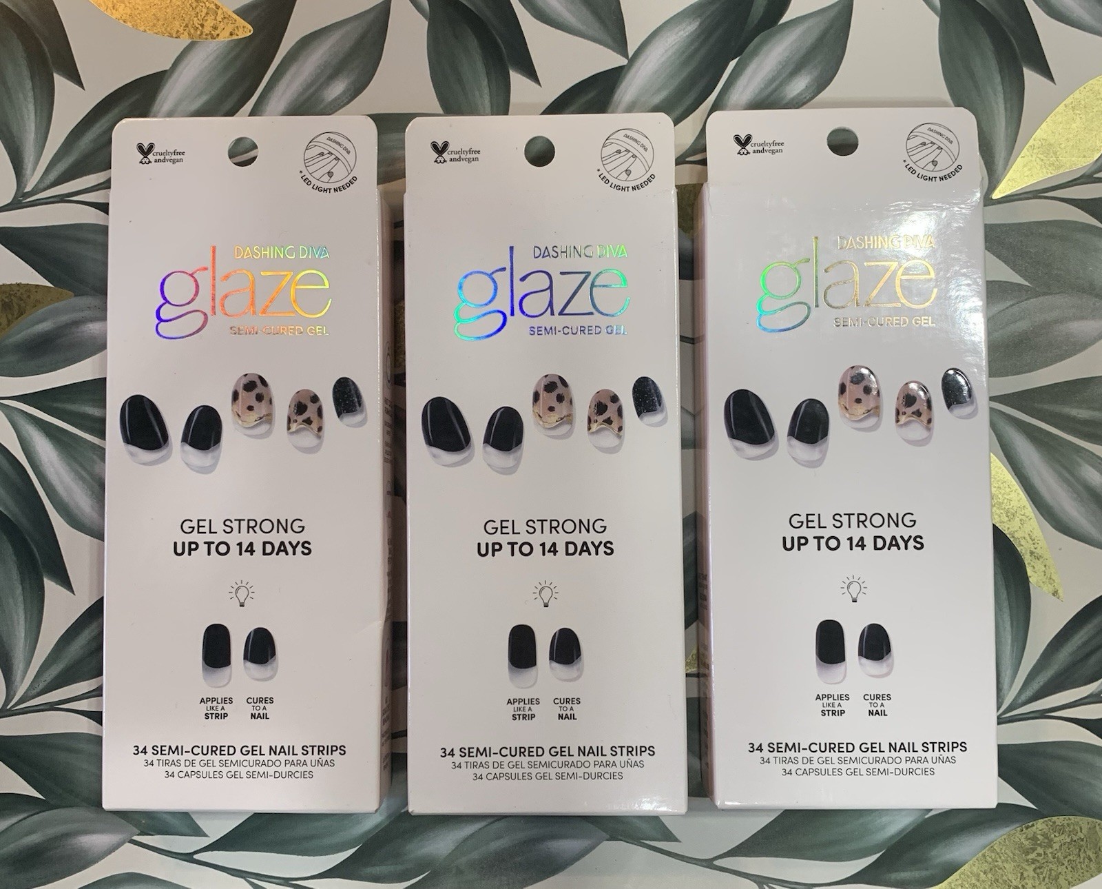 3 Pack Dashing Diva Glaze Semi-Cured Gel Nail Strips Lot of 3 32 Count in Each