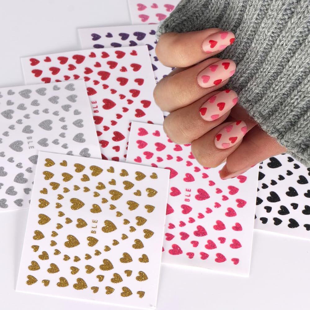 Valentine’s Day Heart Nail Art Decals Self-Adhesive DIY Manicure Decorations