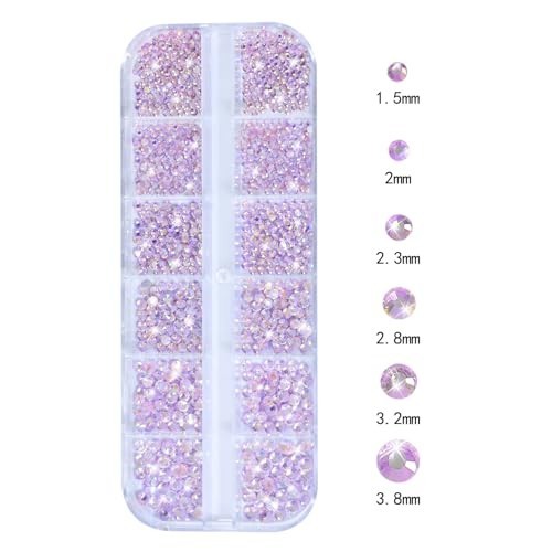 3D Nail Rhinestones 1600pcs – Multi Shape Pink AB Gems, Flat Back for Nail Art &