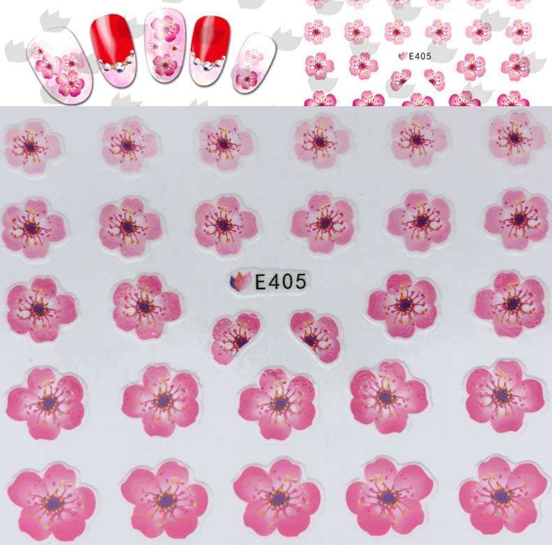 3D Nail Art Sticker Multi Color Cherry Blossom Flower Decals Peel & Stick DIY