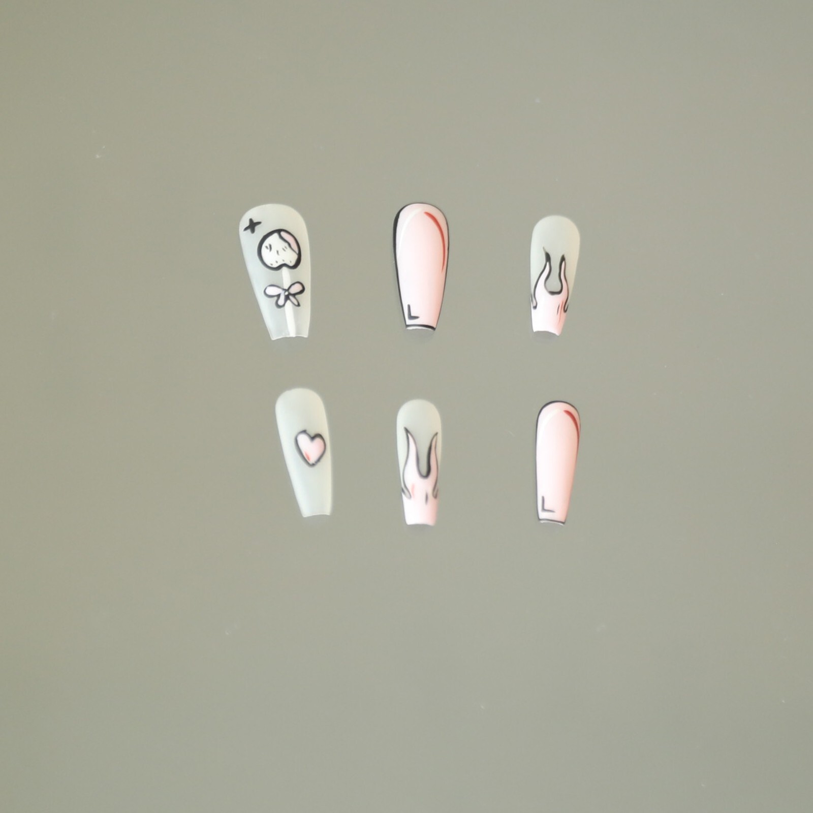 15Pcs Mischievous Pink Press on Nail Art By Handmade