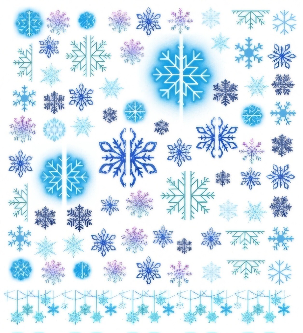 christmas Snow Flakes Nail Art Water Decals