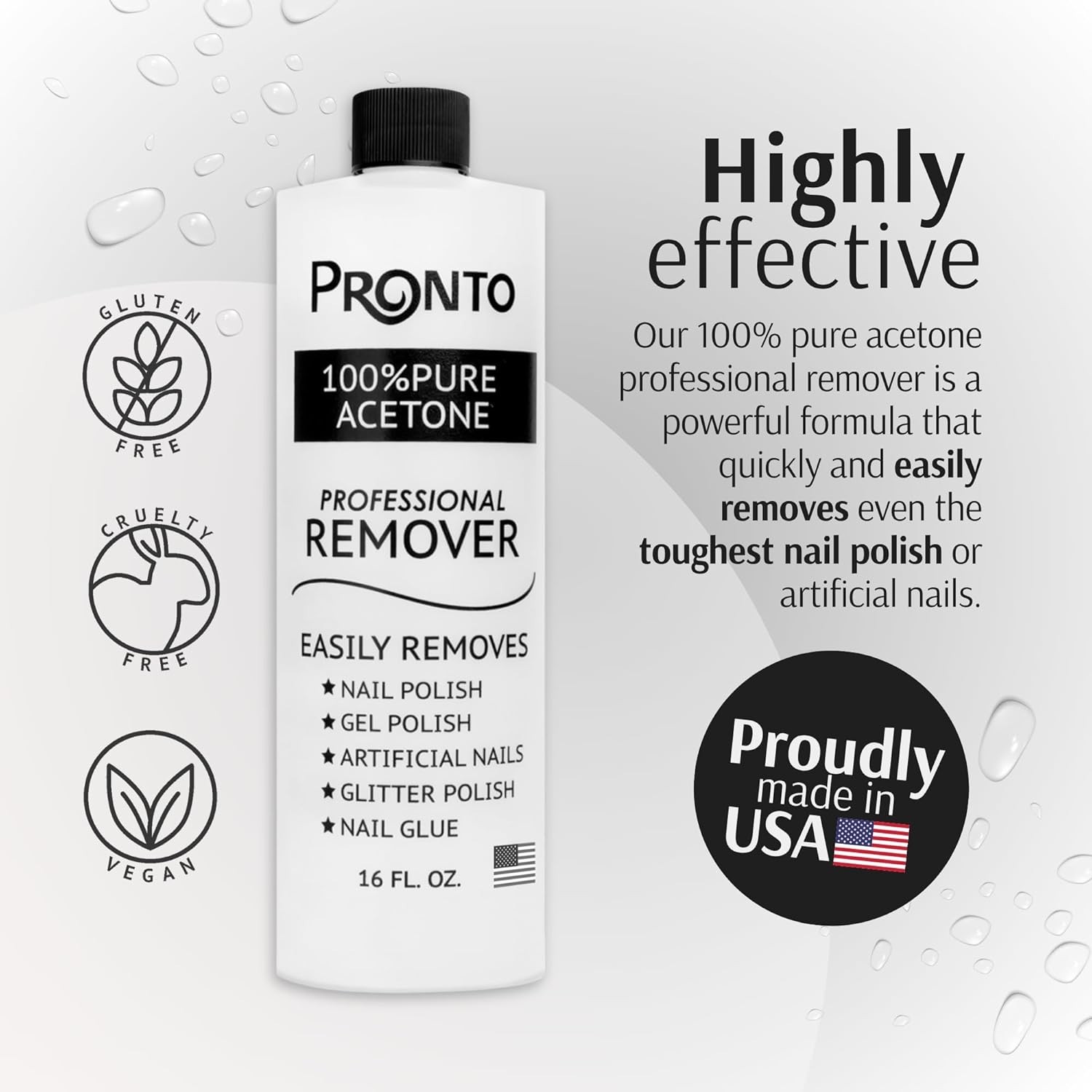 Pronto 100% Acetone Nail Polish Remover – Gel 16 Fl Oz (Pack of 1)