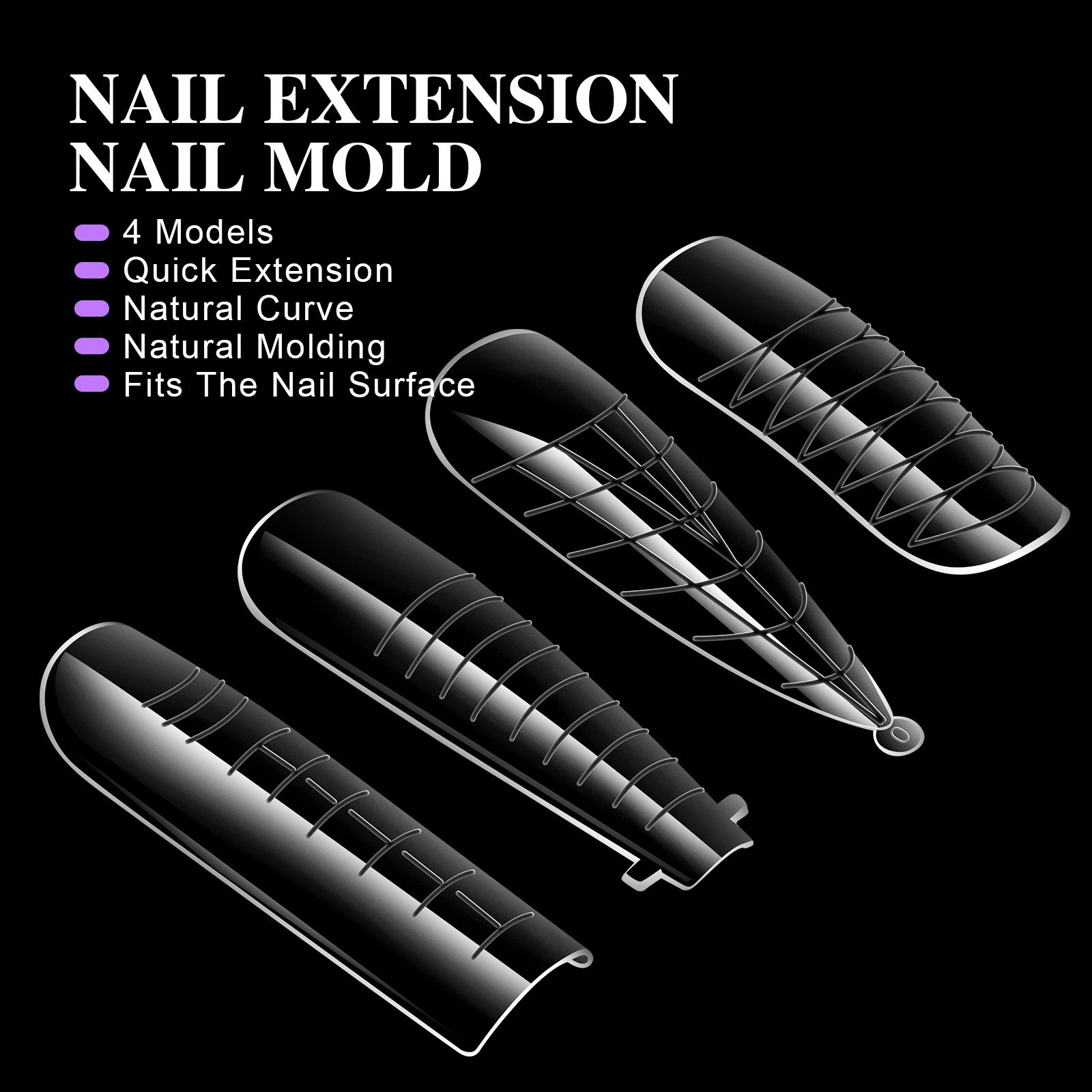 4 IN 1 Dual Nail Forms Molds Set For DIY Nail Extension Tips Manicure Tools