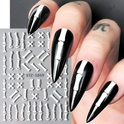 8 Sheets Halloween Nail Stickers for Nail Art 5D Self-Adhesive Nail Decals