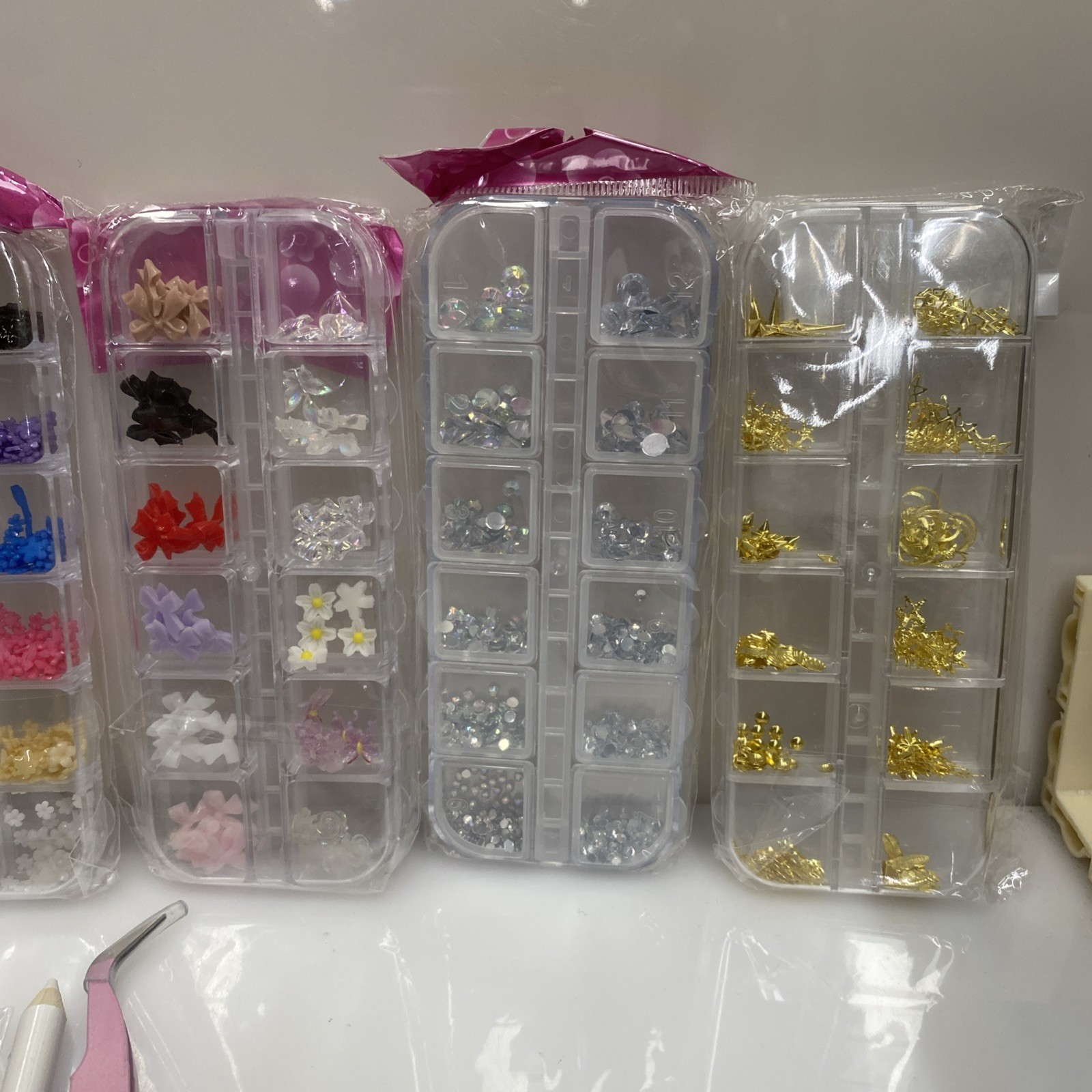 Nail Charms Gems Kit Rhinestones Pearls Bows Flowers 3D Nail Art Decoration Set