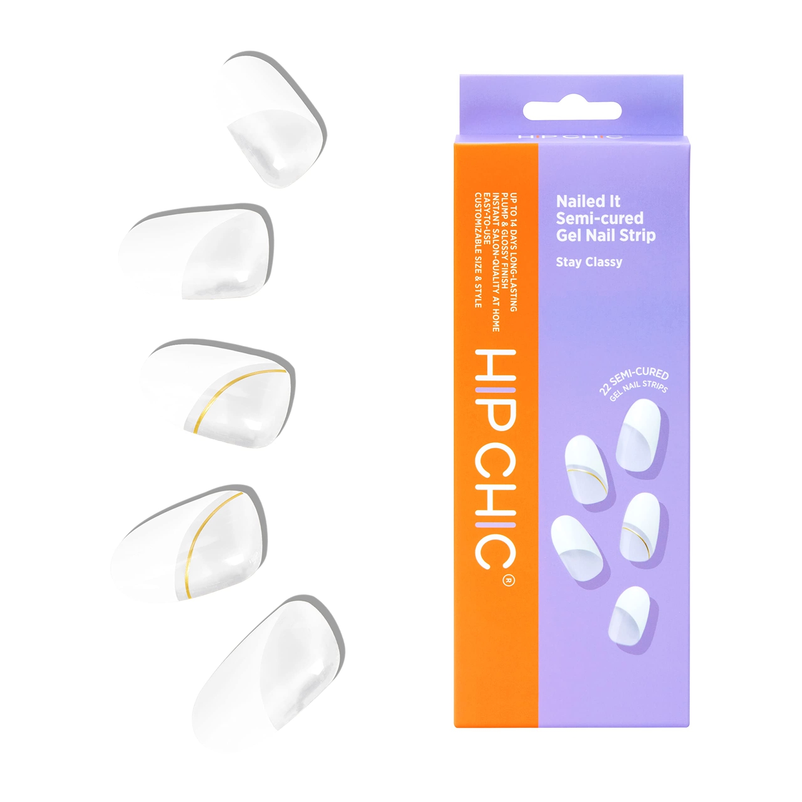 Hip Chic Nailed It Semi-cured Gel Nail Strip, Stay Classy, 22 Strips