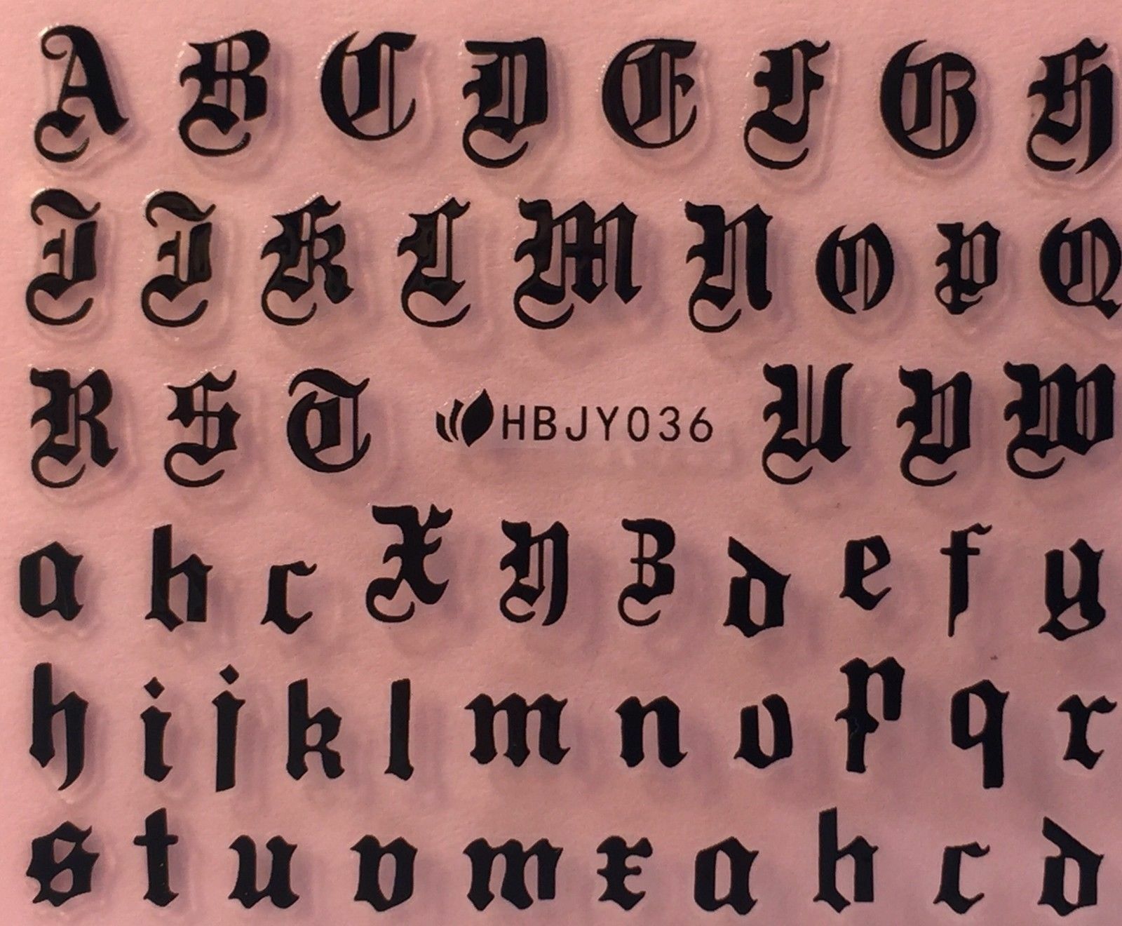 Nail Art 3D Decal Stickers Alphabet Letters Black HBJY036