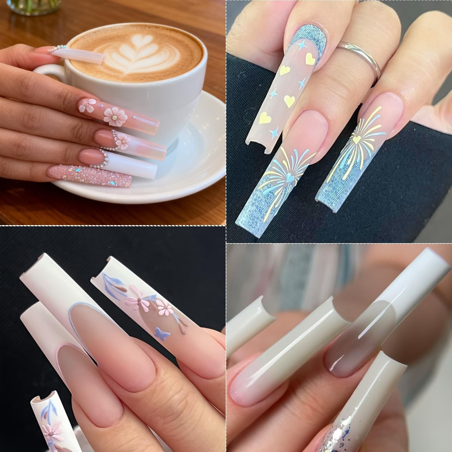 240 Piece Set of Glossy XXXL Square Nail Tips – Perfect for Stylish Manicures