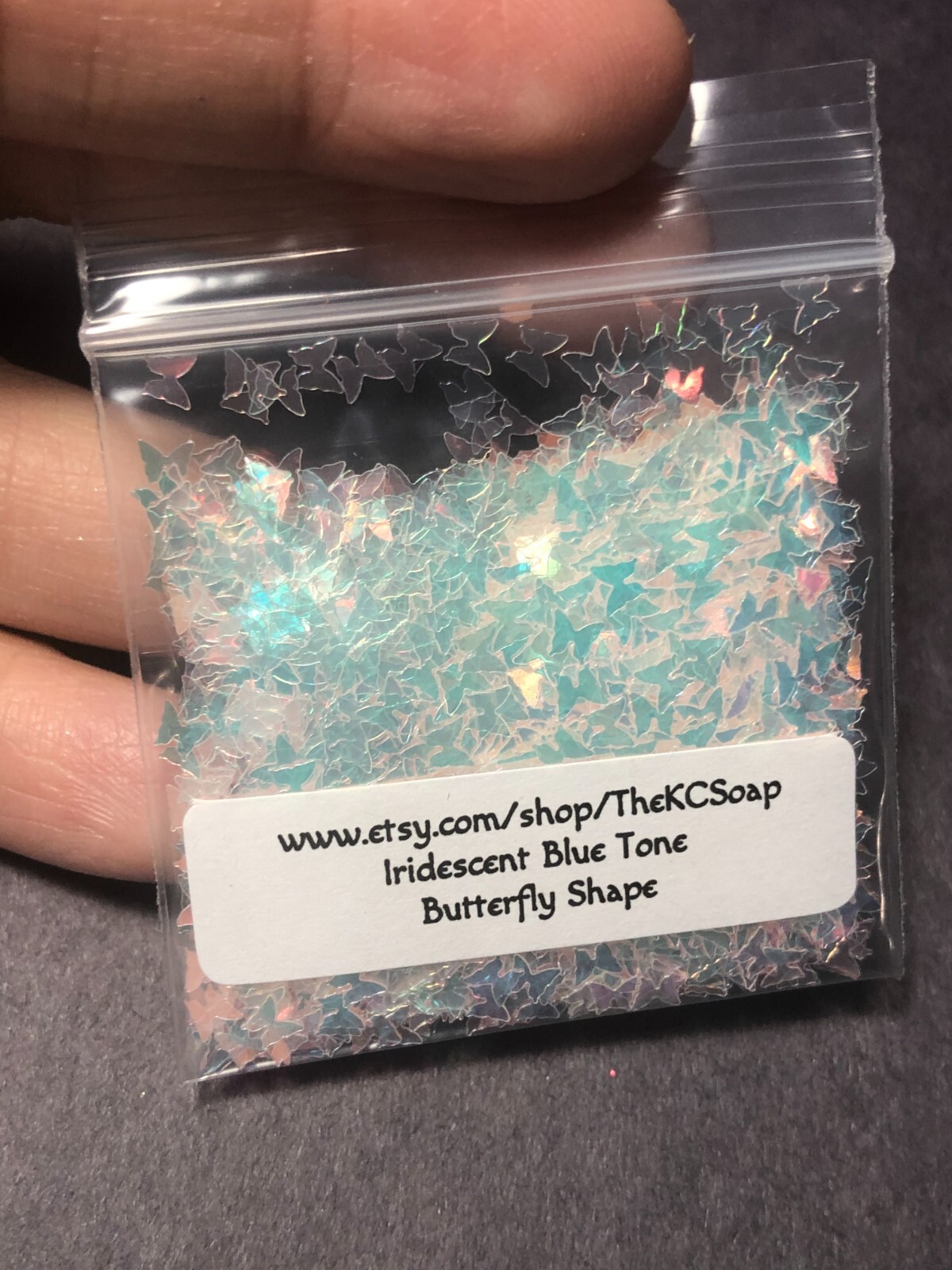 50g Solvent Resistant BUTTERFLY SHAPE Glitter IRIDESCENT BLUE ART Nail Craft