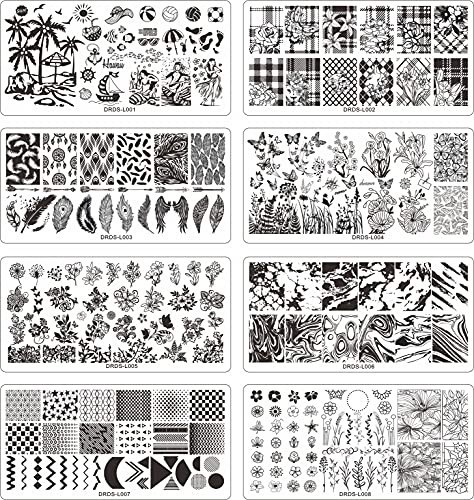 21 Pcs Nail Art Stamping Plates Set – 16 Plates, 2 Stampers, 2 Scrapers, Storage
