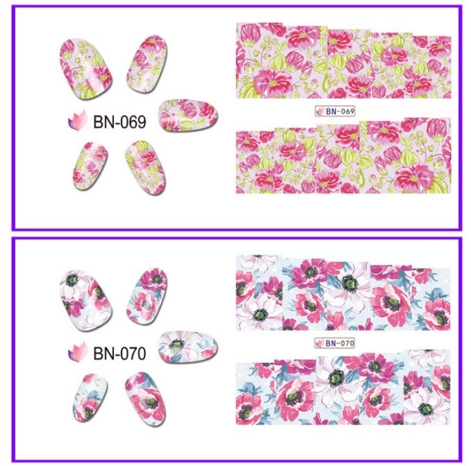Floral Nail Art Water Decals: Spring Summer Flower Nail Wraps(Group 1)