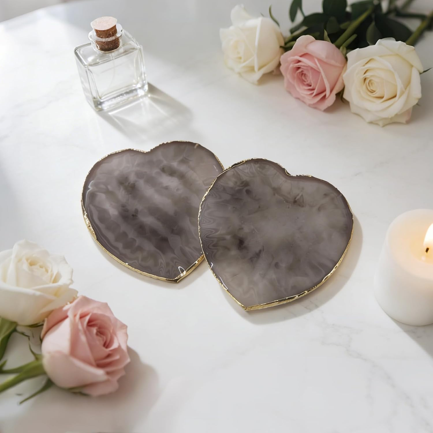 2 PCS Heart-Shaped Resin Nail Art Mixing Palette – Nail Polish Mixing Plate & Na