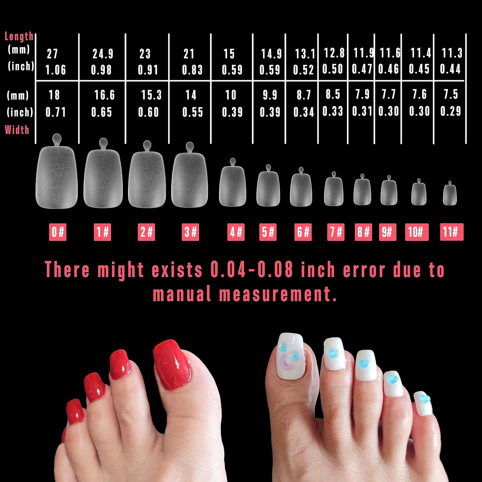 120 pcs Long Toe Nail Tips Press on, Long Toe Full Cover Clear Small Box