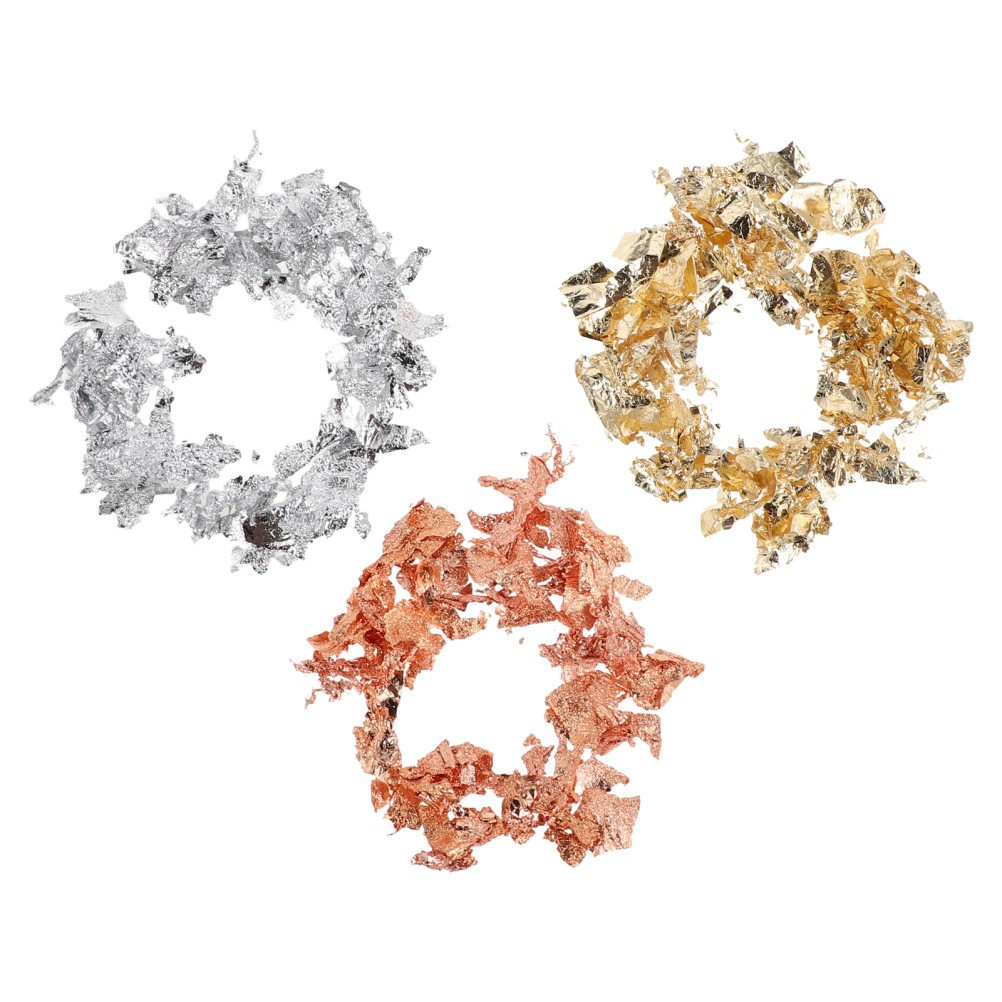 3Pcs Durable Gold Metal Leaf Foil Flakes for Nails and DIY Crafts