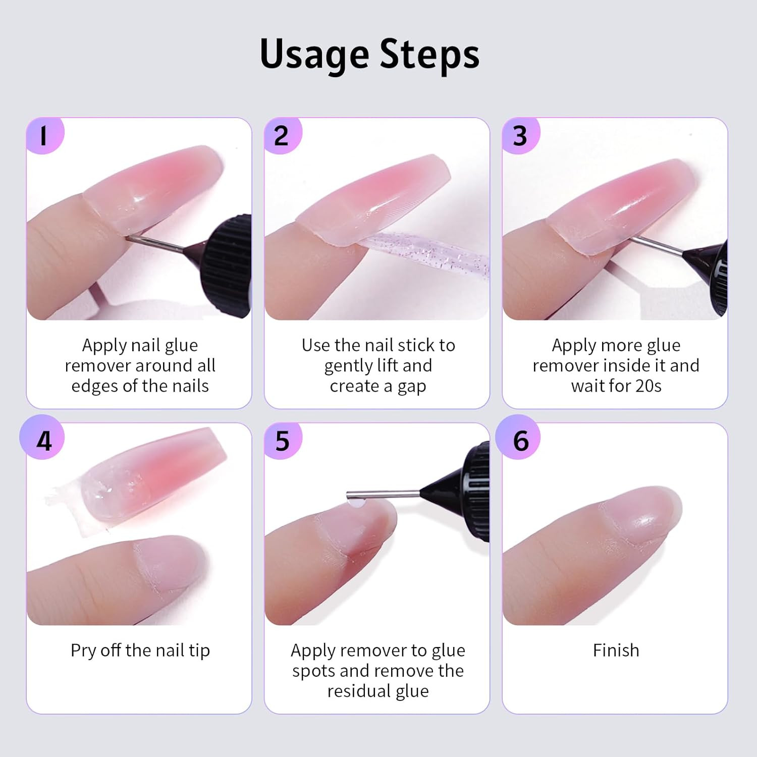 Nail Glue Remover for Press-On & Acrylic Nails, Acetone-Free, Odorless, Non-Oily