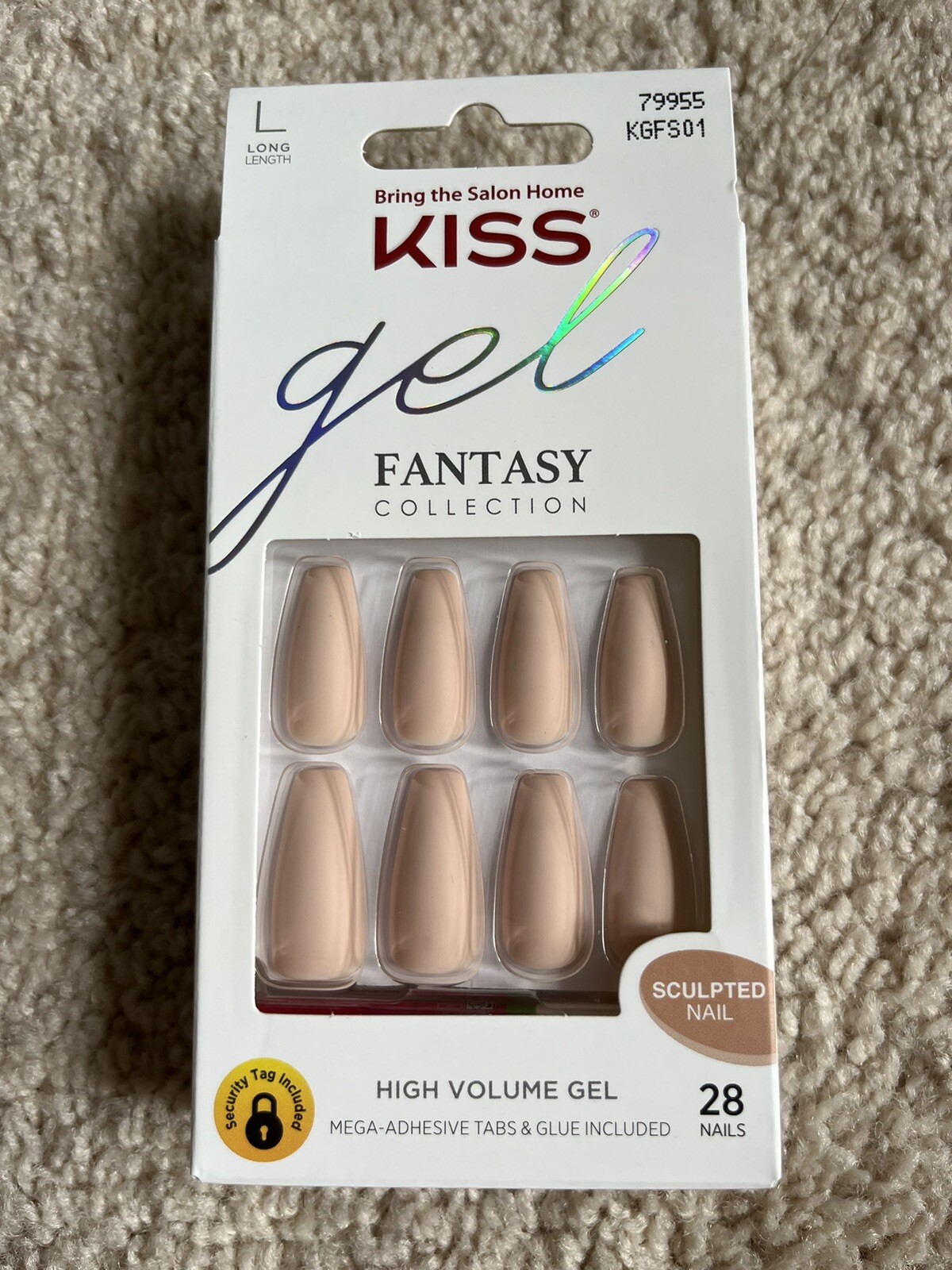 New Kiss Nails Gel Fantasy Collection Sculpted Nail Long Matte Pink #79955