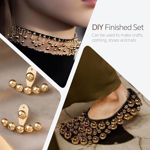 Flatback Half Round Pearls Mixed Size 3-10mm Resin Craft Beads 60g Antique Gold
