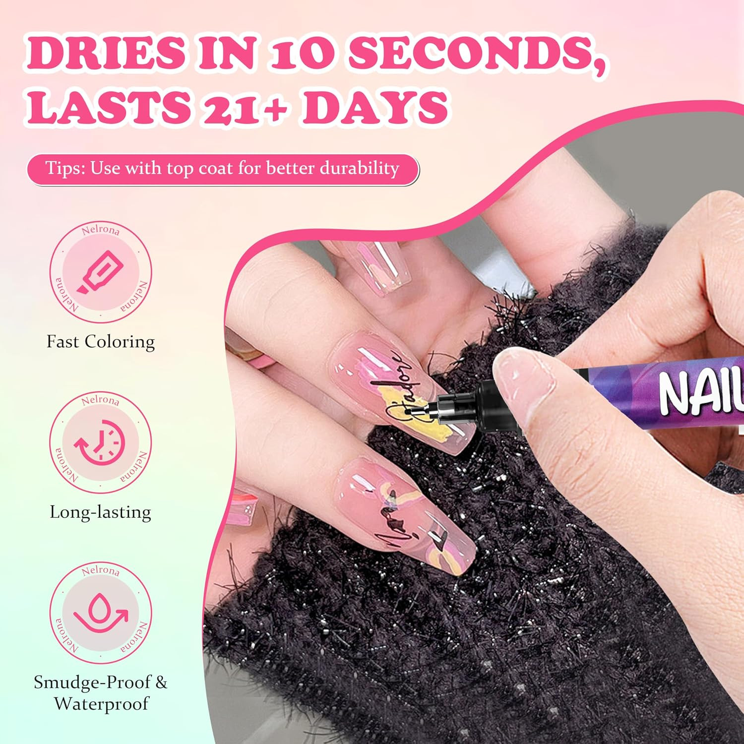 12 Colors Nail Art Pens Set – Acrylic Nail Polish Pens for DIY Nail Designs, 0.4