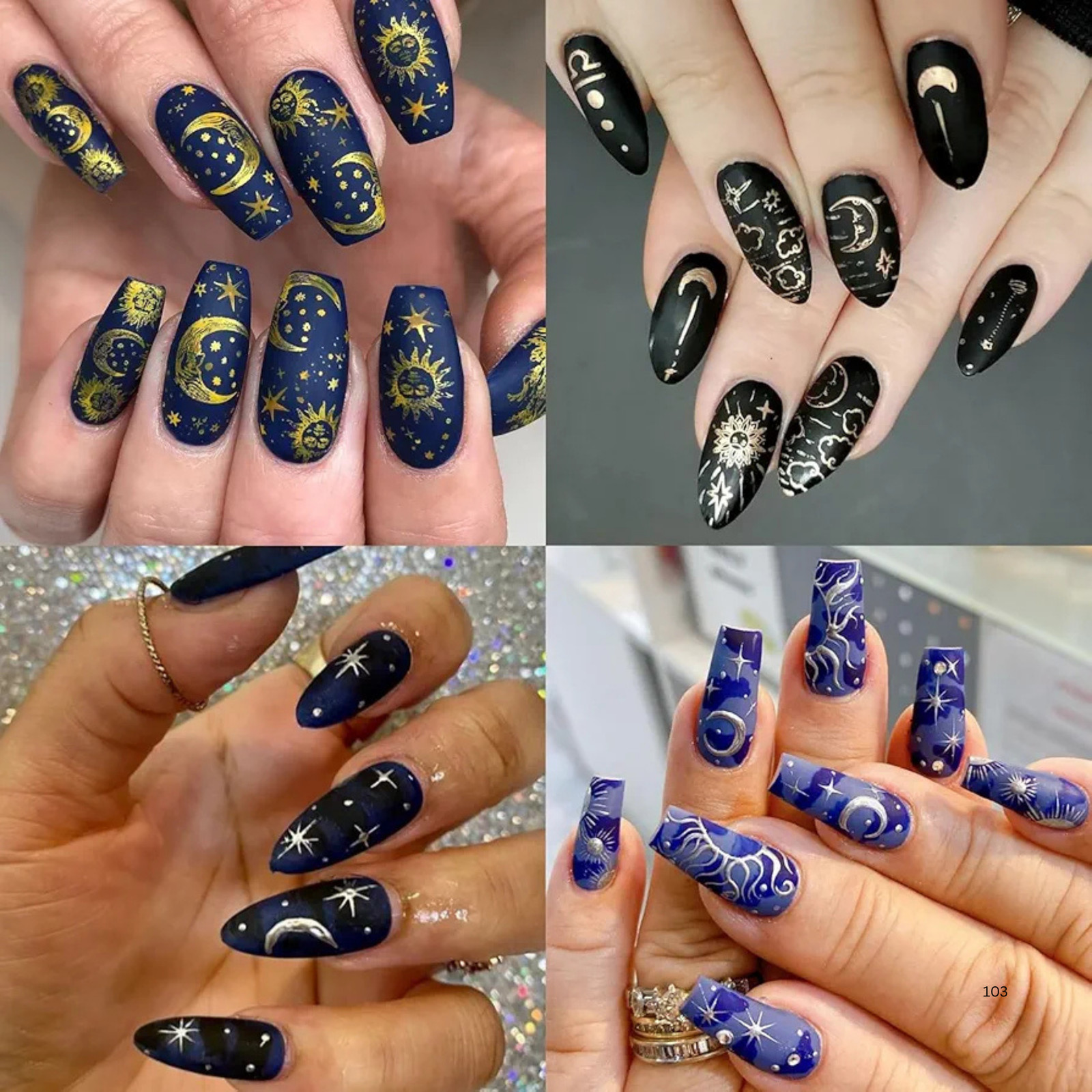 Celestial Nail Art Stickers – Sun Moon Star Nail Decals for DIY & Salon Manicure