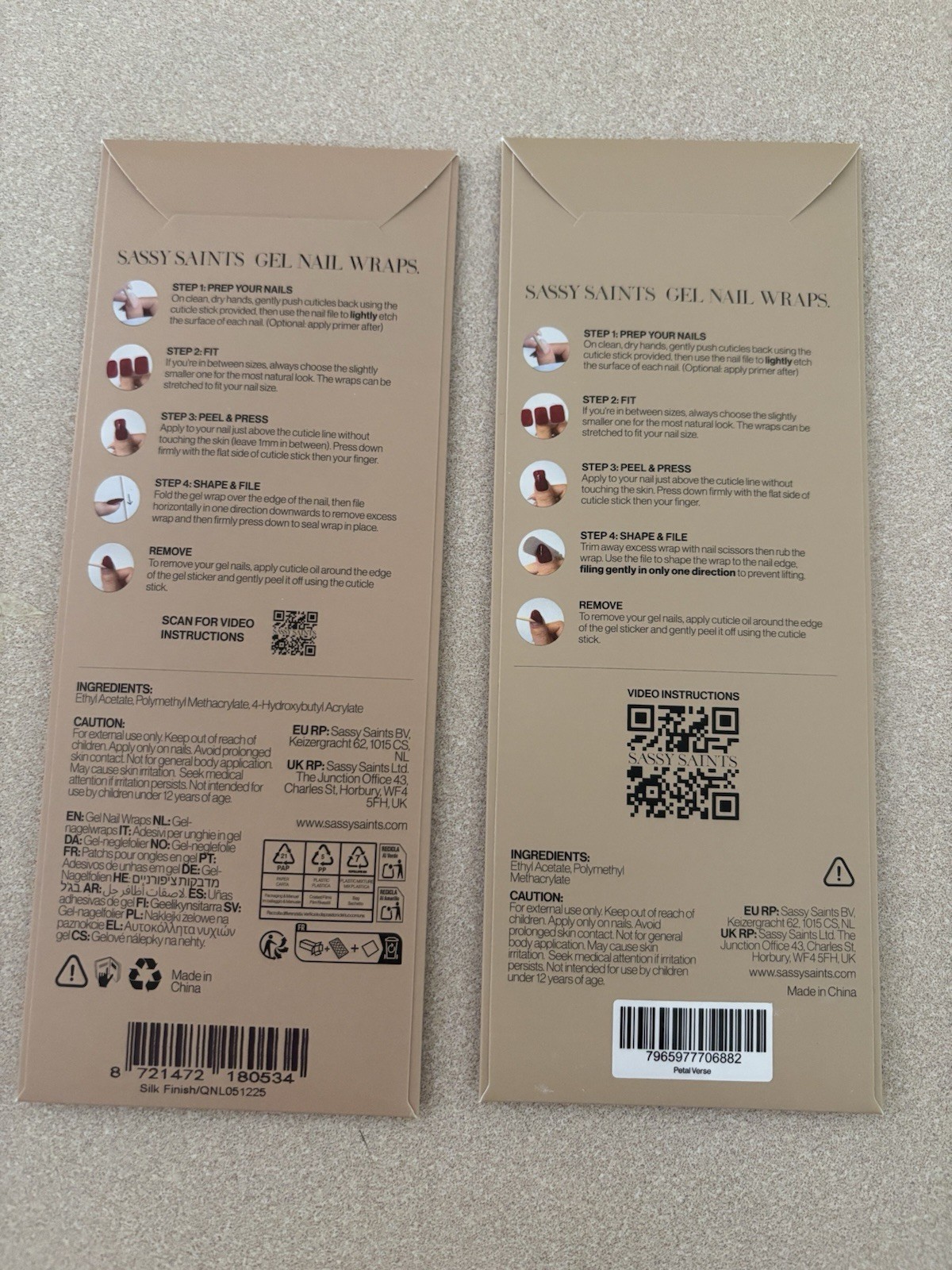 Sassy Saints UV-free Gel Wraps Lot Of 2, Petal Verse, Silk Finish