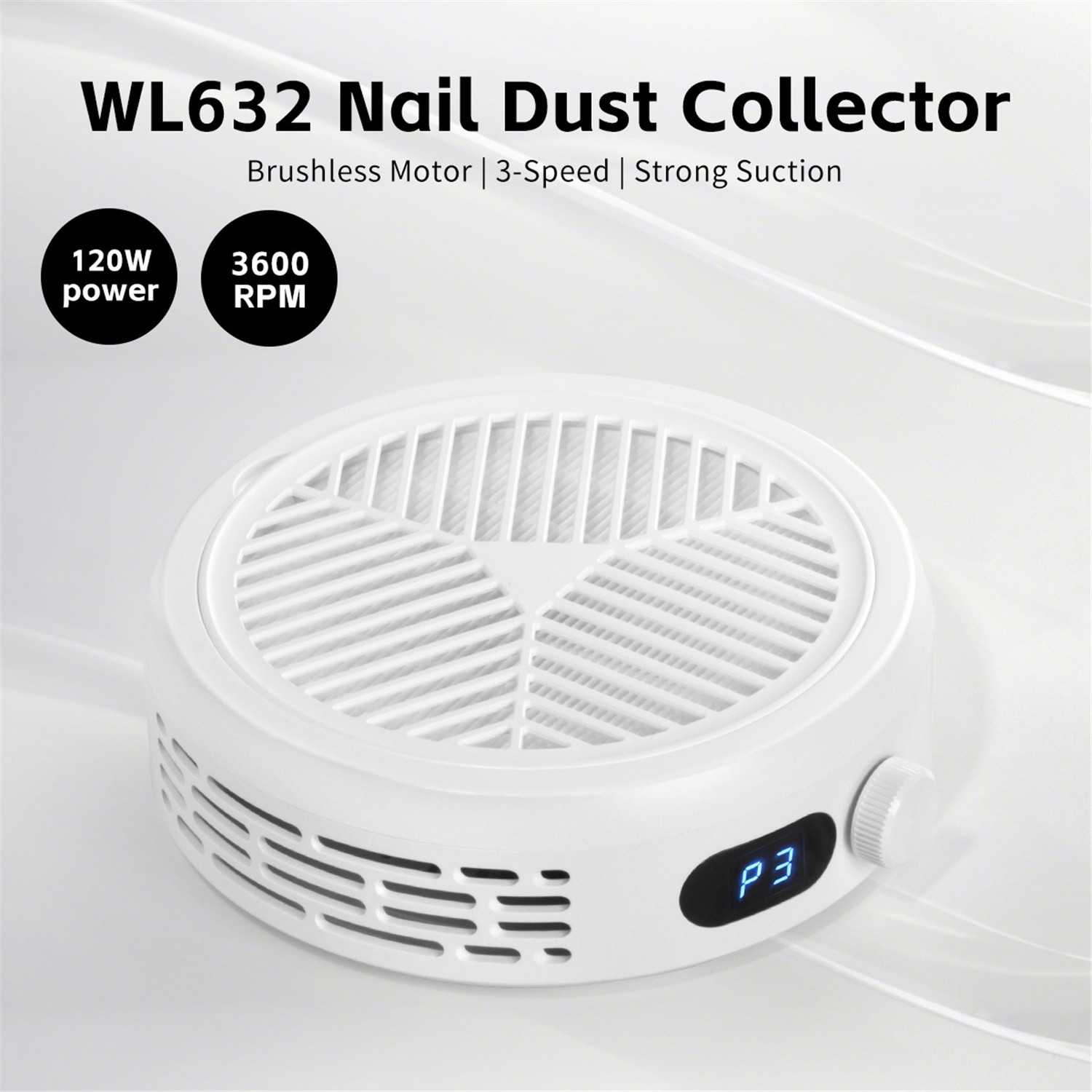 Nail Dust Collector, 3-Speed Adjustable Nail Vacuum for Salon & Home Use