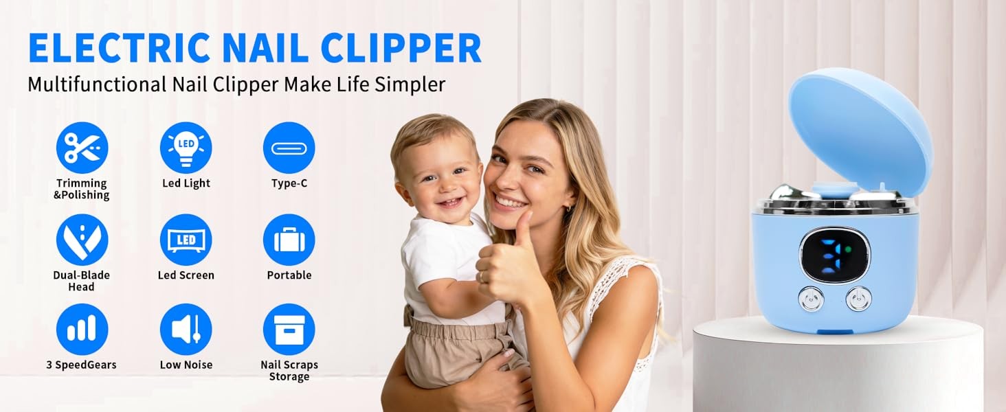 2026 Upgraded Electric Nail Clipper, Automatic Nail Trimmer with Digital