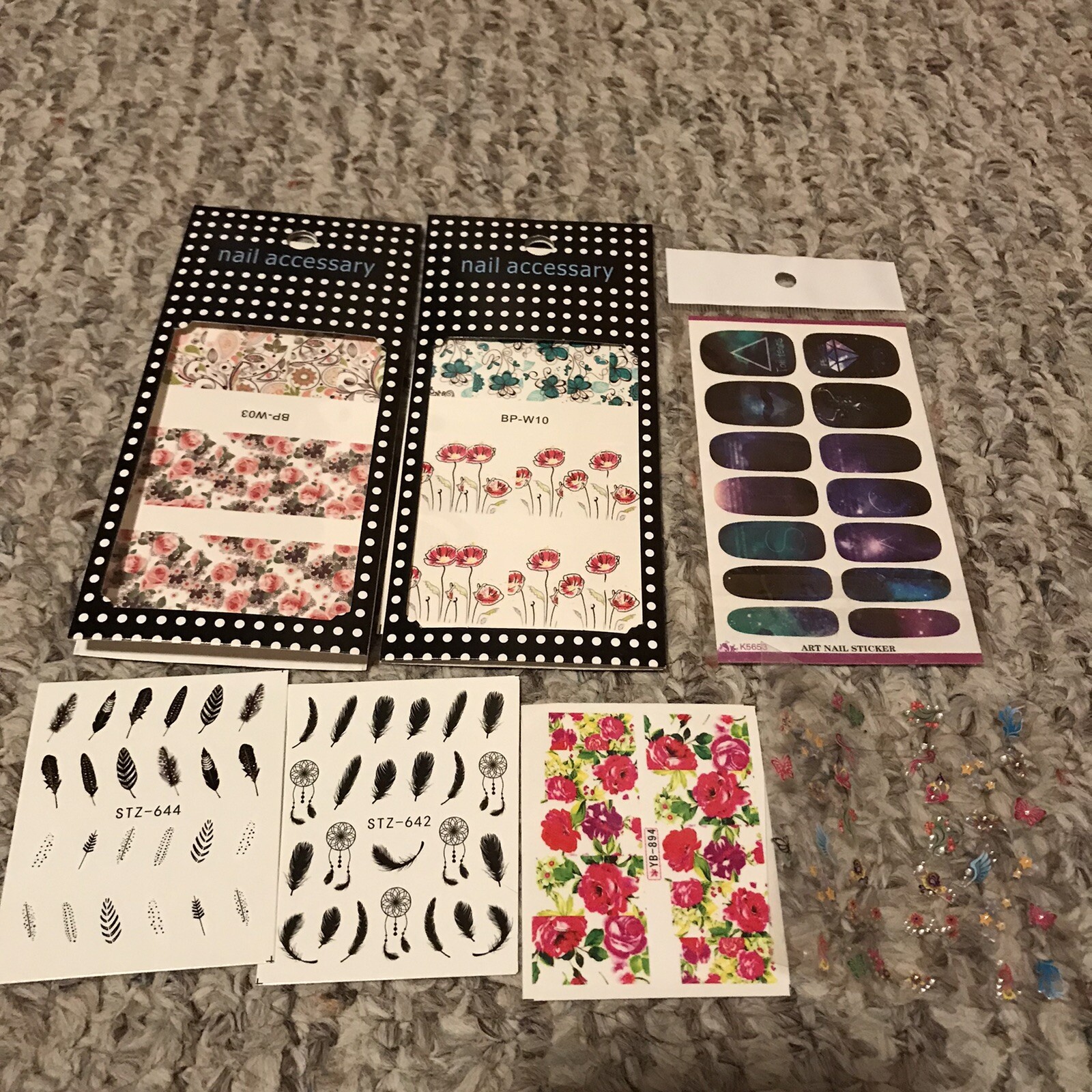 Nail Art Transfers Decals Florals Flowers Galaxy Feathers Dreamcatchers Boho New